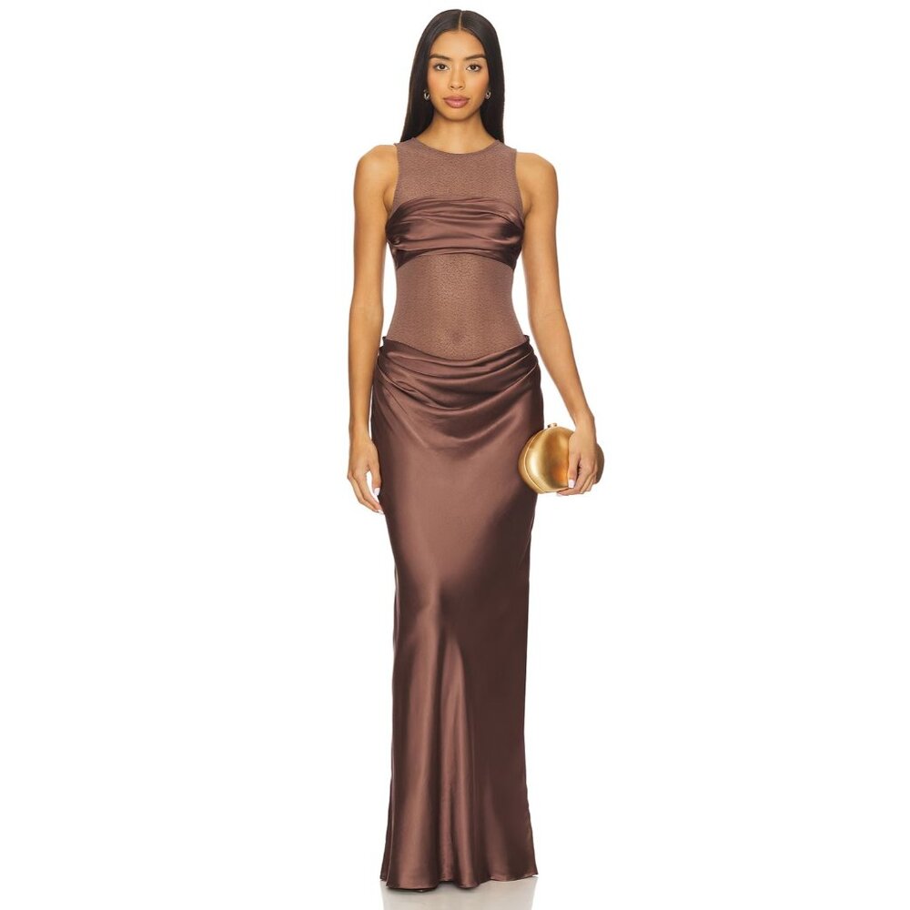 NBD Fiza Maxi Dress in Brown XSmalll New Without Tags Womens